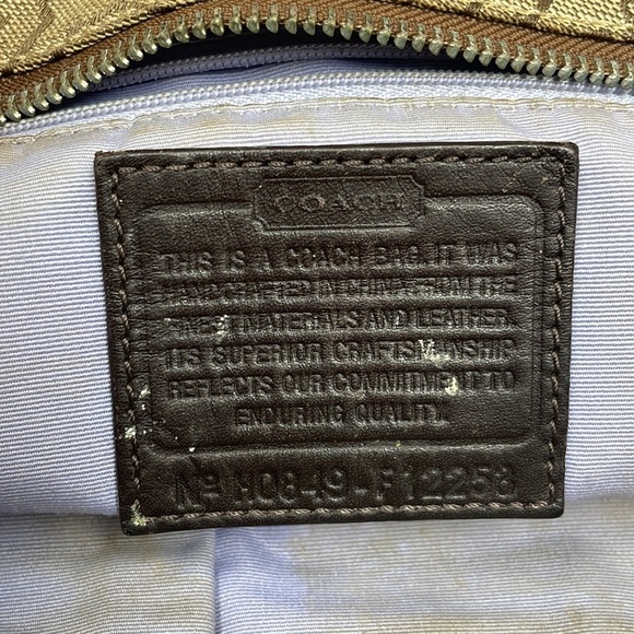 Coach Signature Lozenge Logo Canvas Shoulder Tote Bag Brown 18"x10"x3" - Picture 8 of 9
